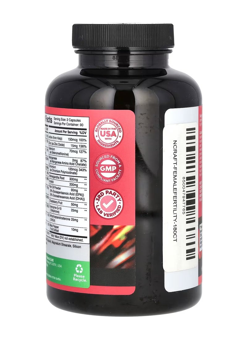 Nature's Craft - Folic Acid, Coenzyme Q10 and Chaste Tree Dietary Supplement to Support Pregnancy and Hormonal Balance, Pre-Conception Nutrients and Progesterone Stimulation - 180 Capsules - Image 1