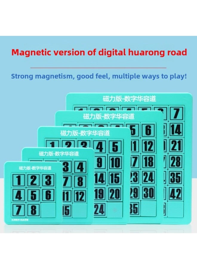 Digital Huarong Road Sliding Jigsaw Puzzle For Primary School Students Benefit Intelligence Plate Push Plate Children's Genuine Magnetic Stall Toys Wholesale-Color:5th Order Green (non-magnetic)  - Image 3