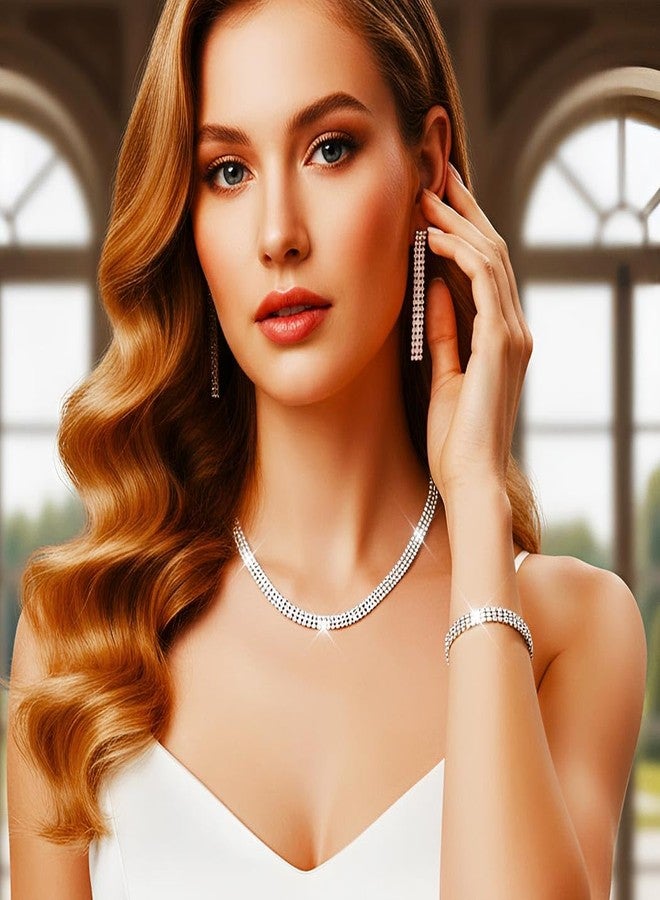 جورايس طقم مجوهرات زفاف من GORAIS، قلادة مرصعة بأحجار الراين، مجوهرات رسمية للعرائس والنساء - Image 4