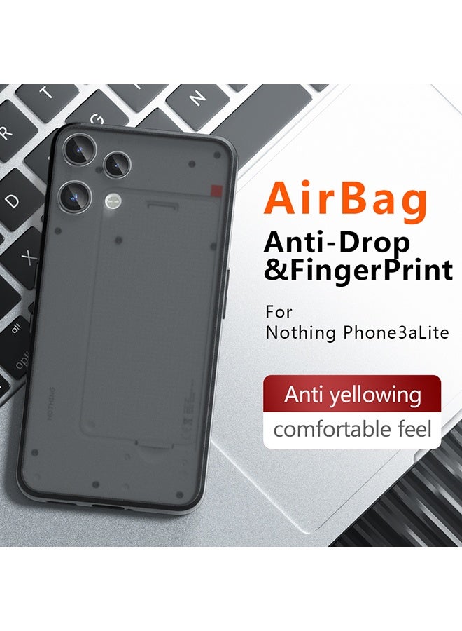 حالة لا شيء الهاتف 3a لايت 5G, الجليد الشفاف الظهر الوقائي غطاء الهاتف النحيف, مكافحة البصمات, مكافحة السقوط الحماية, حالة مقاومة للصدمات لا شيء الهاتف 3a لايت 5G (الأسود) - Image 5