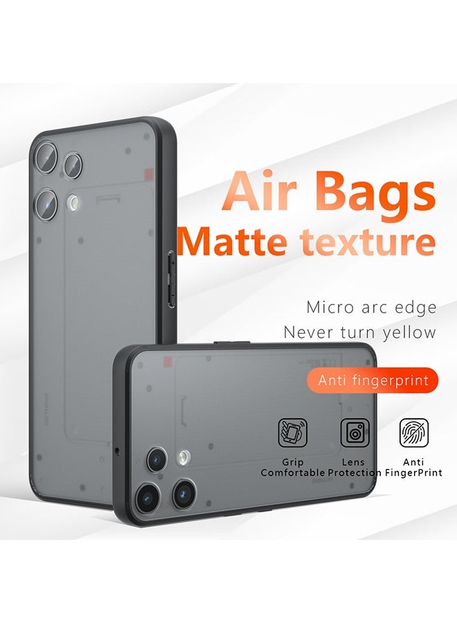 حالة لا شيء الهاتف 3a لايت 5G, الجليد الشفاف الظهر الوقائي غطاء الهاتف النحيف, مكافحة البصمات, مكافحة السقوط الحماية, حالة مقاومة للصدمات لا شيء الهاتف 3a لايت 5G (الأسود) - Image 1