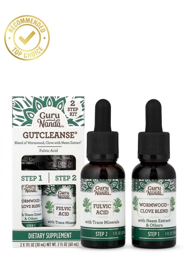 GuruNanda GutCleanse 2-Step Kit For Digestive Detox & Immune Support - 2 Bottles (30ml Each) - Image 1