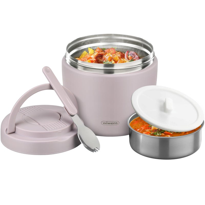 wiwens Thermo Food Jar for Hot Food Adults 32OZ Soup Thermo Lunch Containers Wide Mouth Vacuum Insulated Stainless Steel Leakproof Bento Box with Spoon (Purple) - Image 1