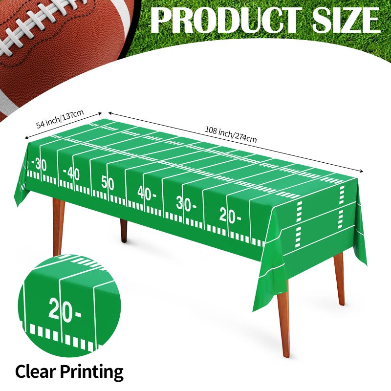 BeadRiver 3PCS Football Tablecloth Plastic Table Cloth Cover for Superbowl Party Decorations 2026, Sports Events, Tailgate Parties, Game Day Theme Decor, Birthday Party Supplies (108 x 54 inches, 3 Pack) - Image 2