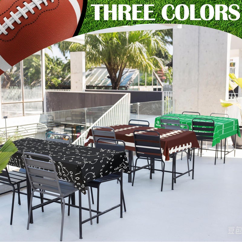 BeadRiver 3PCS Football Tablecloth Plastic Table Cloth Cover for Superbowl Party Decorations 2026, Sports Events, Tailgate Parties, Game Day Theme Decor, Birthday Party Supplies (108 x 54 inches, 3 Pack) - Image 4