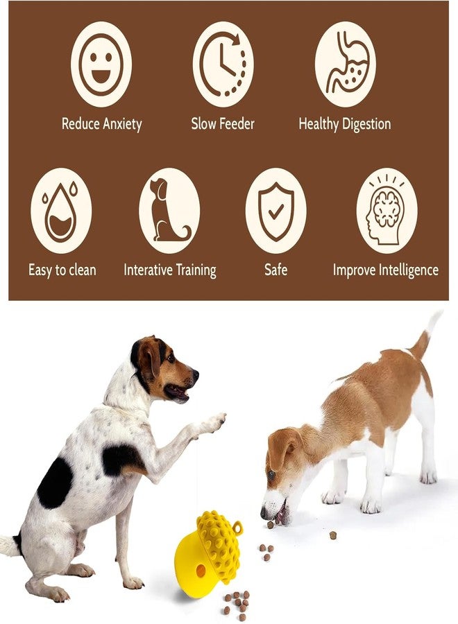 SLAUNT Interactive Dog Toys Detachable Puppy Treatment Dispense Clean Teeth Natural Silicone Chew Teething Toy Slow Food Ball Puppy Medium Dog Toys (Lemon Yellow) - Image 2