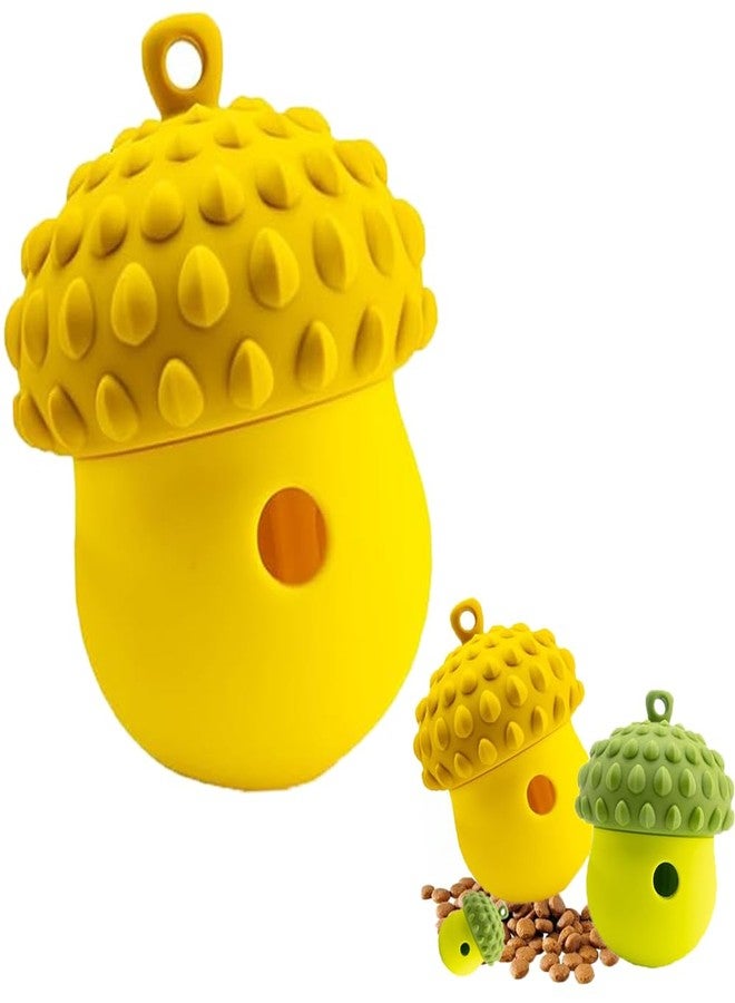 SLAUNT Interactive Dog Toys Detachable Puppy Treatment Dispense Clean Teeth Natural Silicone Chew Teething Toy Slow Food Ball Puppy Medium Dog Toys (Lemon Yellow) - Image 1