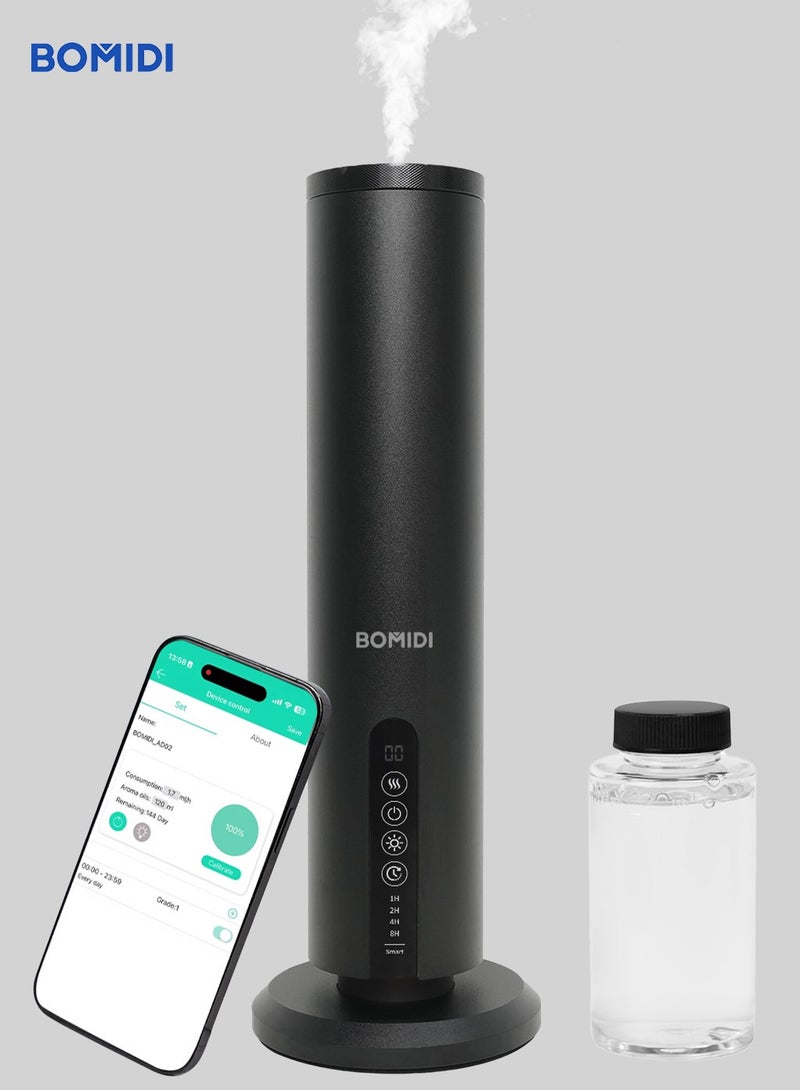 BOMIDI Waterless Aromatherapy Diffuser with 120ML Sandalwood Essential Oil – Smart Bluetooth & Touch Screen Scent Machine for Home, Office & Commercial Use (Venturi Tech, 100m² Coverage), BOMIDI AD02 Black - Image 4