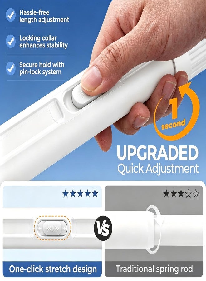 ALLZONE Adjustable Tension Curtain Rod, 40-121 inches, Heavy Duty Curtain Rods No Drilling, Anti-Slip Tension Rod for Window, Shower, Outdoor & Patio, Easy to Install, 1.26In Diameter, White - Image 2