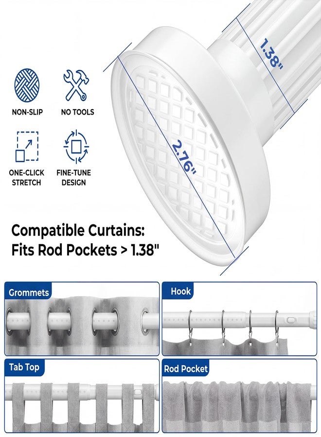 ALLZONE Adjustable Tension Curtain Rod, 40-121 inches, Heavy Duty Curtain Rods No Drilling, Anti-Slip Tension Rod for Window, Shower, Outdoor & Patio, Easy to Install, 1.26In Diameter, White - Image 3