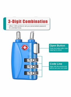 SYOSI Luggage Padlocks TSA Approved Customs Lock Mini Luggage Padlock Flexible Cable Travel Coded Suitcase Lock Small Gym Locker Padlock with 3 Digit Combination  - Image 3