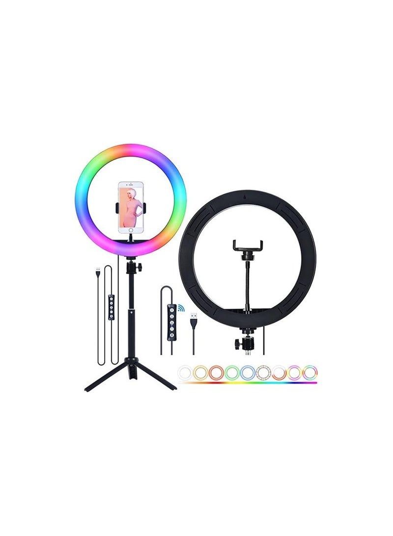 RGB LED Ring Light with Phone Clip – USB Powered – For Photography, Video, and Makeup - Image 1