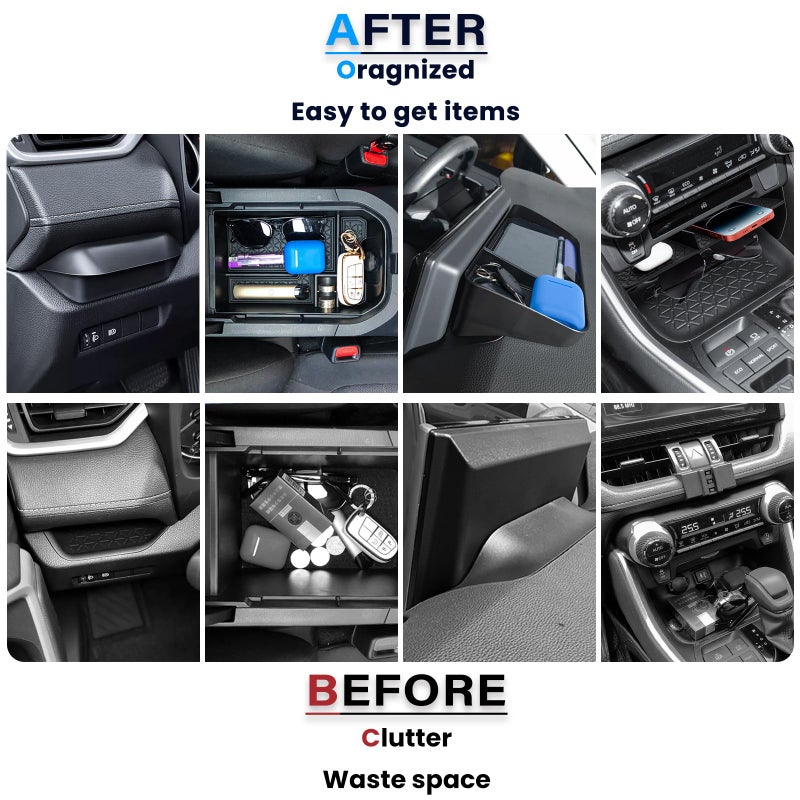 Neepiar 4PCS Center Console Organizer Compatible with 2019-2025 Toyota RAV4 Driver's Drawer Box Insert Secondary Storage Box, Dash Storage Tray Accessories(Not for New 10.5'' Multimedia Display) - Image 3
