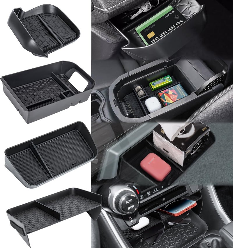 Neepiar 4PCS Center Console Organizer Compatible with 2019-2025 Toyota RAV4 Driver's Drawer Box Insert Secondary Storage Box, Dash Storage Tray Accessories(Not for New 10.5'' Multimedia Display) - Image 1
