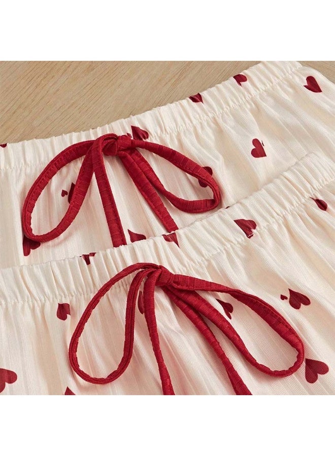 MHD European Style Ribbed Heart Print Casual Sling Vest Shorts and Long Pants Set for Women - Image 4