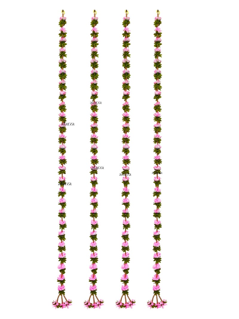 afarza Garland Toran wall Hanging for Door Entrance Home Decoration Backdrop Pooja Gift Bandarwal 4 Pieces (BABYPINK Golden) - Image 4