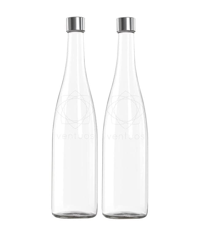 DCloud Hub Glass Water Bottle 1 Liter Plain Narrow Mouth for Beverages Oil Vinegar Beer Water Soda Airtight Lid Leak Proof Cap Clear Pack of 3 Voss bottle - Image 2