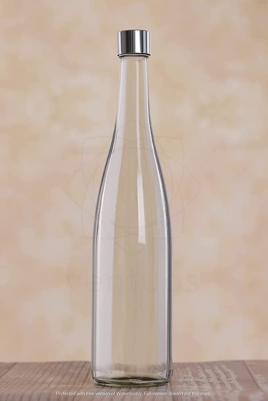 DCloud Hub Glass Water Bottle 1 Liter Plain Narrow Mouth for Beverages Oil Vinegar Beer Water Soda Airtight Lid Leak Proof Cap Clear Pack of 3 Voss bottle - Image 3