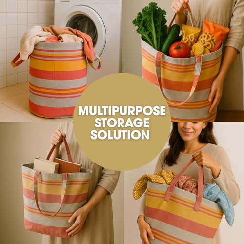 Värde Laundry Bag with Handle Pack of 1 | Foldable Clothes Laundry Bag | Also Works as Carry Bag | Lightweight & Durable | Perfect for College, Travel, and Daily Use | Kerala Sea Pink - Image 3