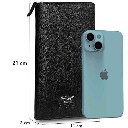 ABYS Genuine Leather RFID Protected 27 Card Slots Wallet for Men and Women (Black) - Image 2