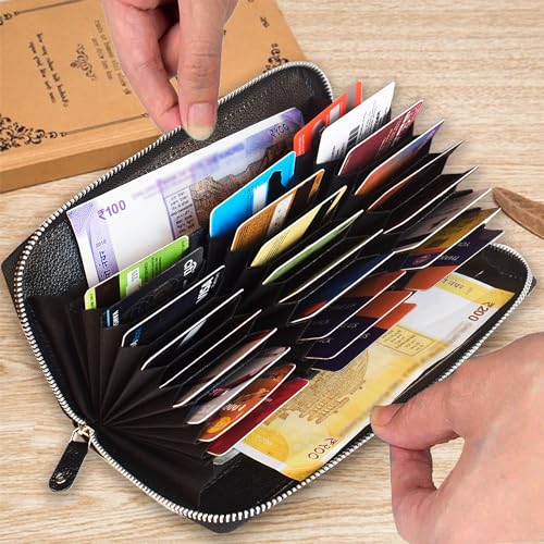 ABYS Genuine Leather RFID Protected 27 Card Slots Wallet for Men and Women (Black) - Image 5
