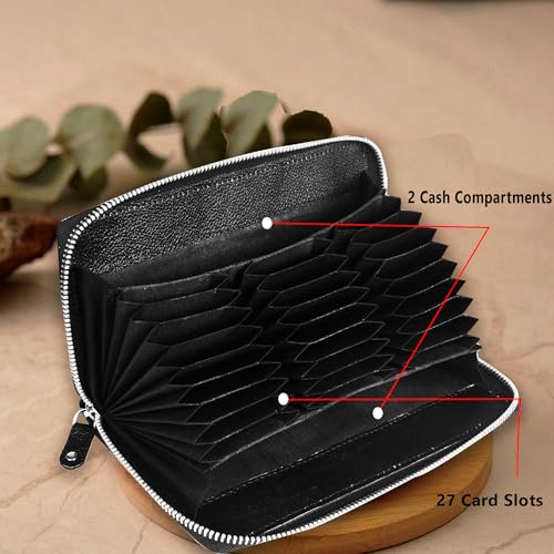 ABYS Genuine Leather RFID Protected 27 Card Slots Wallet for Men and Women (Black) - Image 4