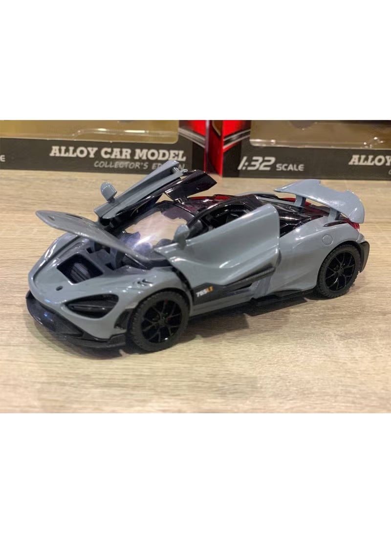 1:32 scale metallic gray car model - Image 3