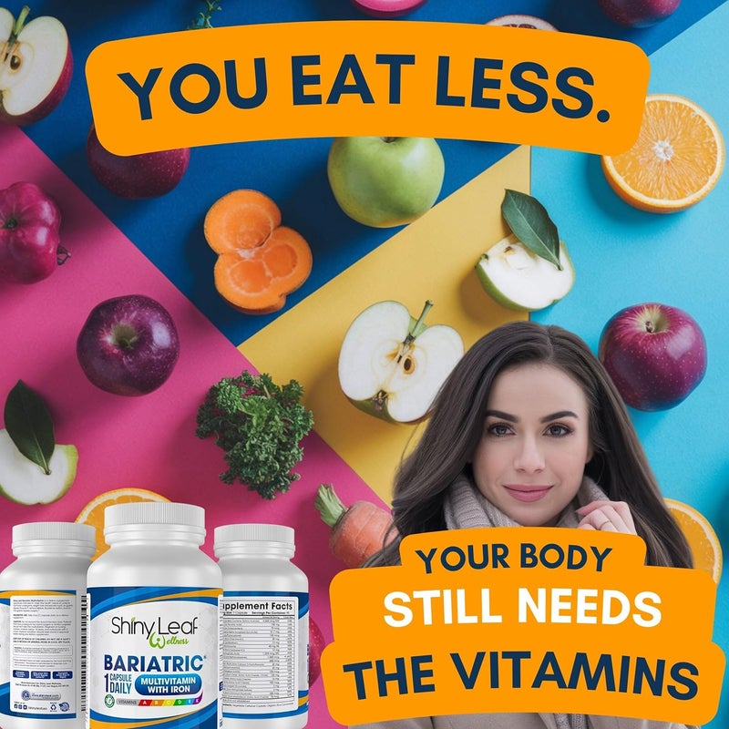 Shiny Leaf فيتامينات متعددة شيني ليف للمرضى الذين خضعوا لجراحة السمنة مع الحديد 45 ملغ لجراحة تحويل المعدة، قص المعدة، روكسن واي، تحويل الاثني عشر، 22 فيتامينات ومعادن، متوافقة مع ASMBS، نباتية، مصنوعة في الولايات المتحدة، معتمدة من GMP، 90 حبة - Image 5