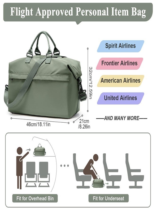 HYC00 Travel Duffel Bag,Carry-On Overnight Weekender Bags for Women,Personal Item Travel Bag with Shoes Compartment,Sports Gym Bag, Green, 17.72 x 8.27 x 12.6 inches - Image 2