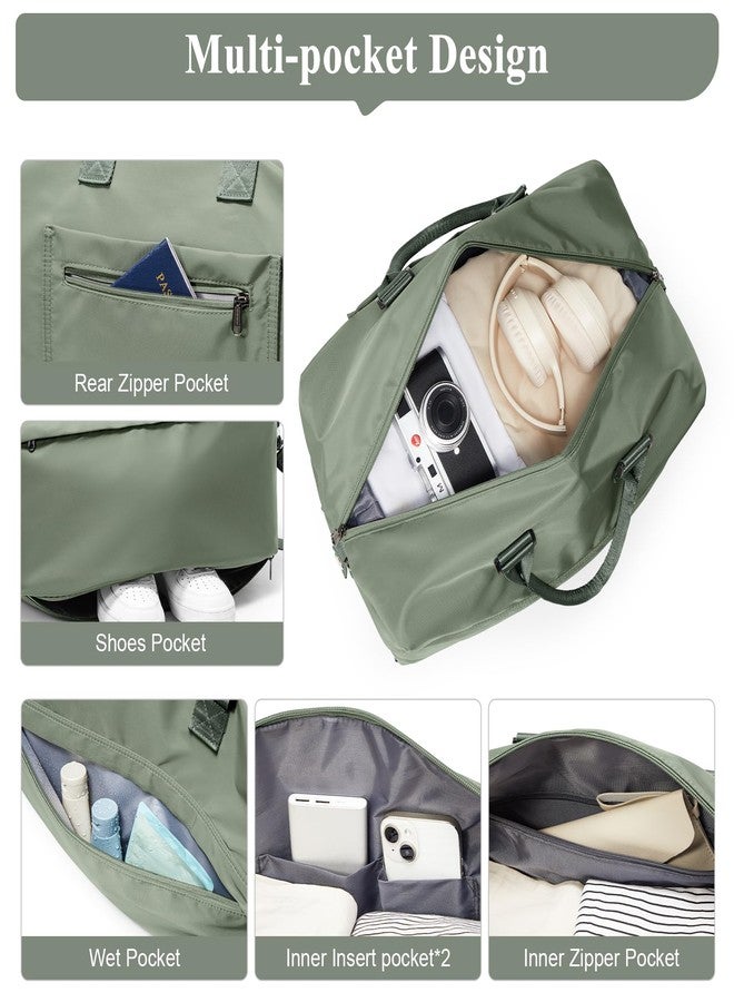 HYC00 Travel Duffel Bag,Carry-On Overnight Weekender Bags for Women,Personal Item Travel Bag with Shoes Compartment,Sports Gym Bag, Green, 17.72 x 8.27 x 12.6 inches - Image 4