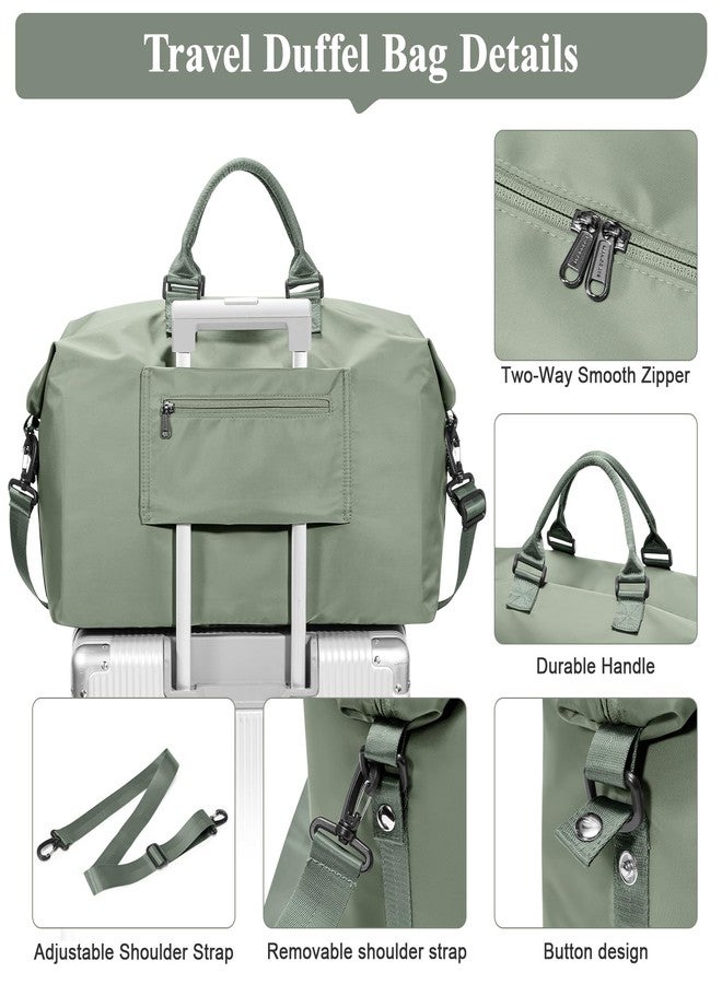 HYC00 Travel Duffel Bag,Carry-On Overnight Weekender Bags for Women,Personal Item Travel Bag with Shoes Compartment,Sports Gym Bag, Green, 17.72 x 8.27 x 12.6 inches - Image 5