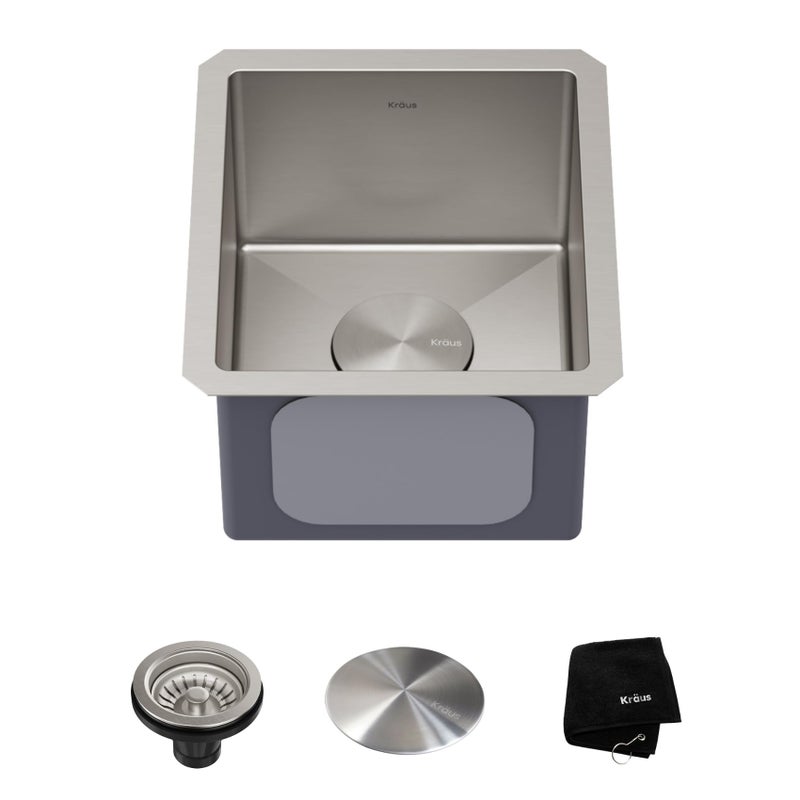 KRAUS Standart Pro 13inch Undermount Single Bowl 16 Gauge Stainless Steel Bar Kitchen Sink KHU10113