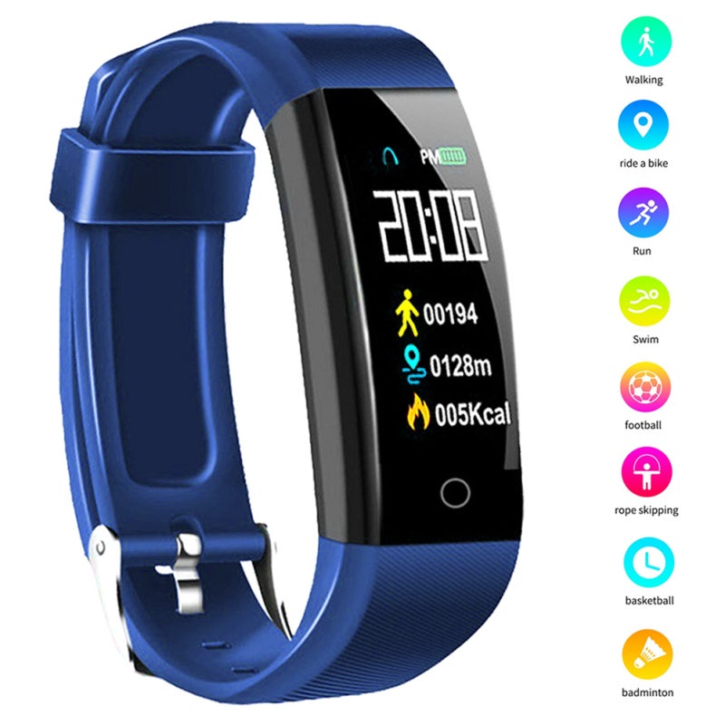 Fitness Tracker: Blue, Small Lightweight Design, Heart Rate & Blood Pressure Monitoring - Remote Care Function, Smart Bracelet for Daily Health Tracking, Fitness Enthusiasts, Running and Walking - Image 4