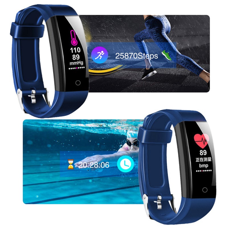 Fitness Tracker: Blue, Small Lightweight Design, Heart Rate & Blood Pressure Monitoring - Remote Care Function, Smart Bracelet for Daily Health Tracking, Fitness Enthusiasts, Running and Walking - Image 5