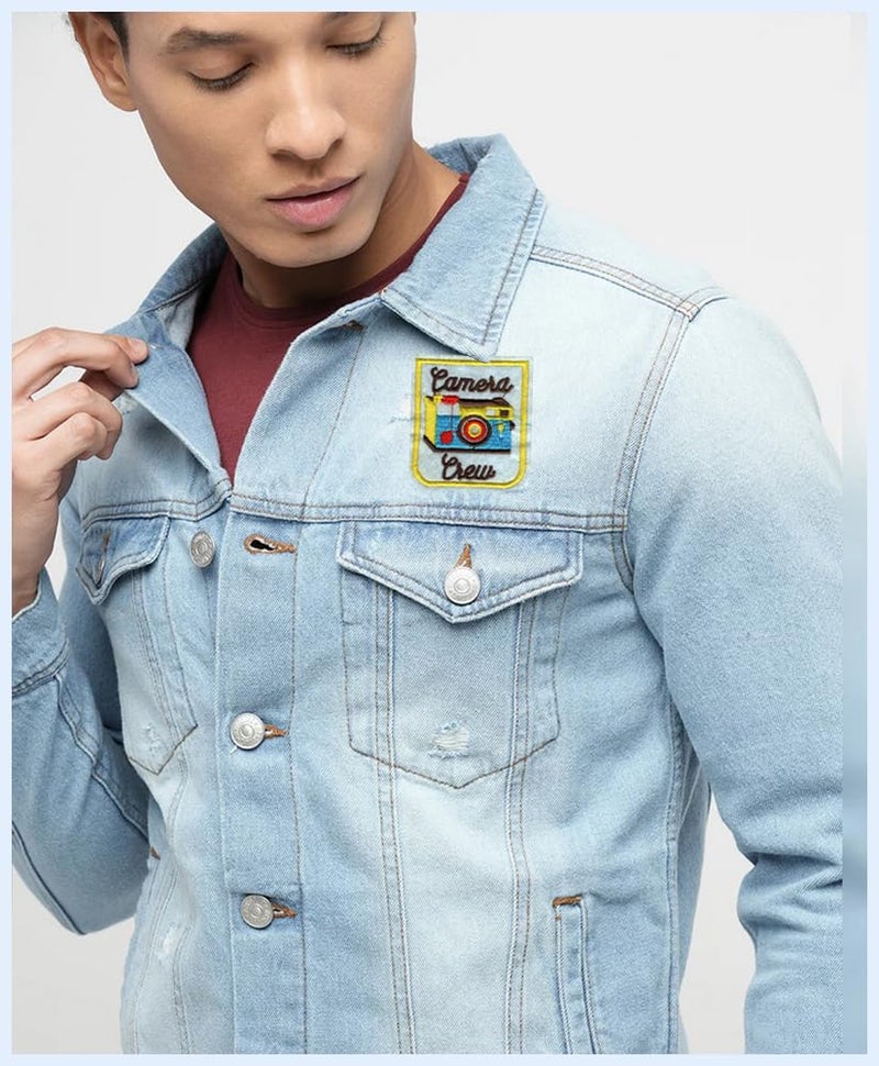 Generic 2 Pieces Camera Crew Applique Embroidered Sew-on Patch ; Size: 6cm x 5.3cm for Jackets, Bags, Caps, T-Shirts, Jeans, Outdoor Clothing (Pack of 2). (Code: SBX-94)  - Image 3