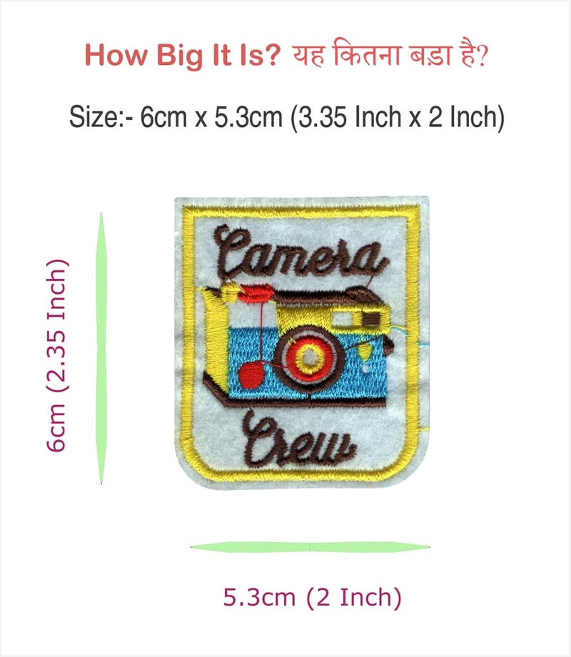 Generic 2 Pieces Camera Crew Applique Embroidered Sew-on Patch ; Size: 6cm x 5.3cm for Jackets, Bags, Caps, T-Shirts, Jeans, Outdoor Clothing (Pack of 2). (Code: SBX-94)  - Image 2