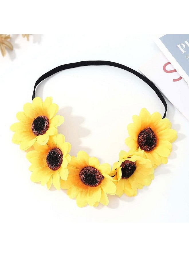 GORTIN Sunflower Crown Boho Sunflower Hair Wreath Daisy Flower Headband Bridal Flower Headpiece Festival Hair Band Fashion Hair Accessory For Women And Girls (Type 3) - Image 4