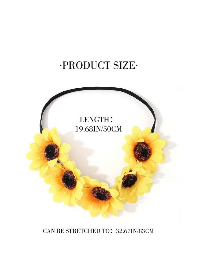 GORTIN Sunflower Crown Boho Sunflower Hair Wreath Daisy Flower Headband Bridal Flower Headpiece Festival Hair Band Fashion Hair Accessory For Women And Girls (Type 3) - Image 5