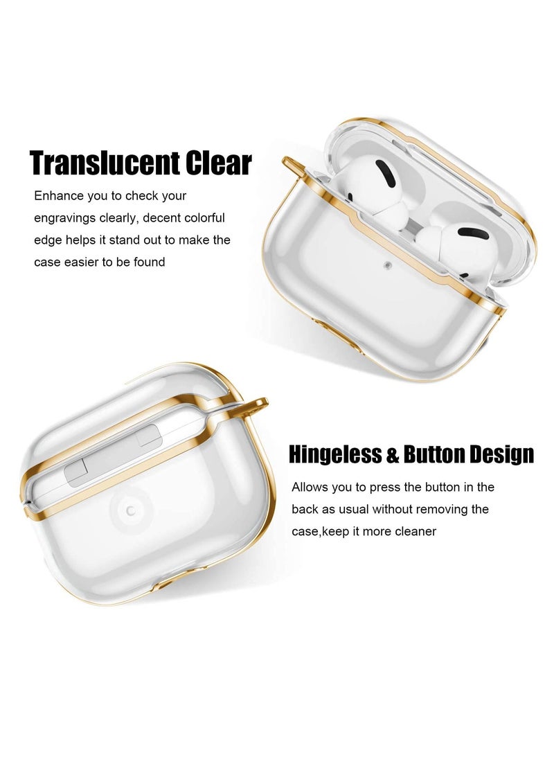 SYOSI - Earphone Protective Sleeve, SYOSI Compatible for Airpods Pro 3Rd Gen (2019) Case Clear Cover with Keychain Hybrid Translucent Soft TPU Protective Cases Translucent Gold Frame【Soft Clear Protective Cas - Image 1
