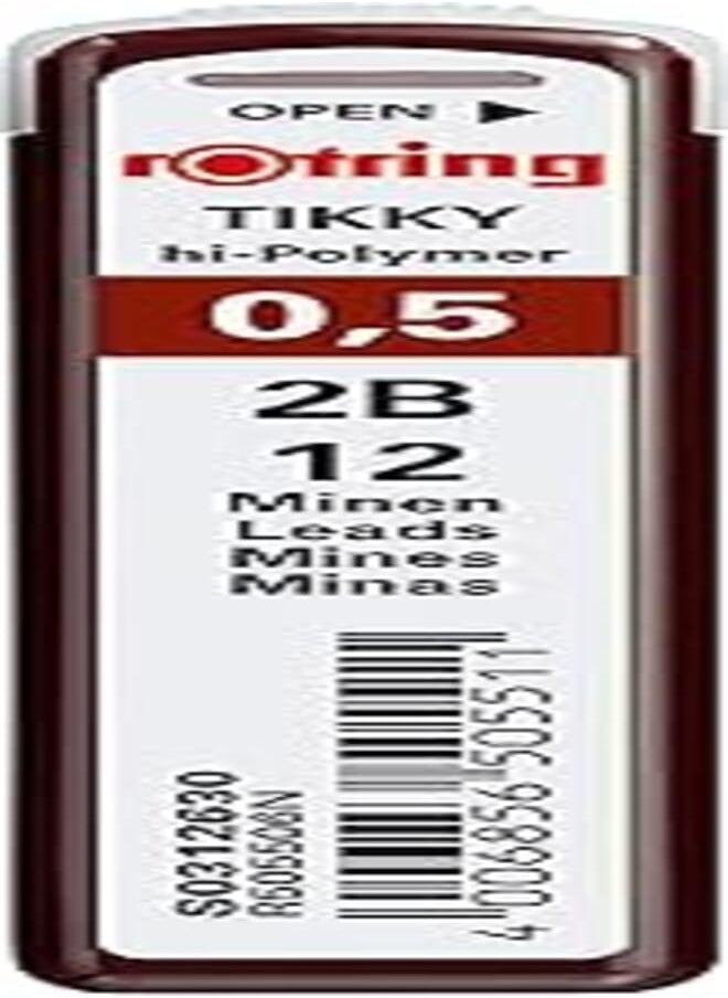 Rotring - Rotring tikky 2b leads, 12 leads - 0.5 mm - Image 1