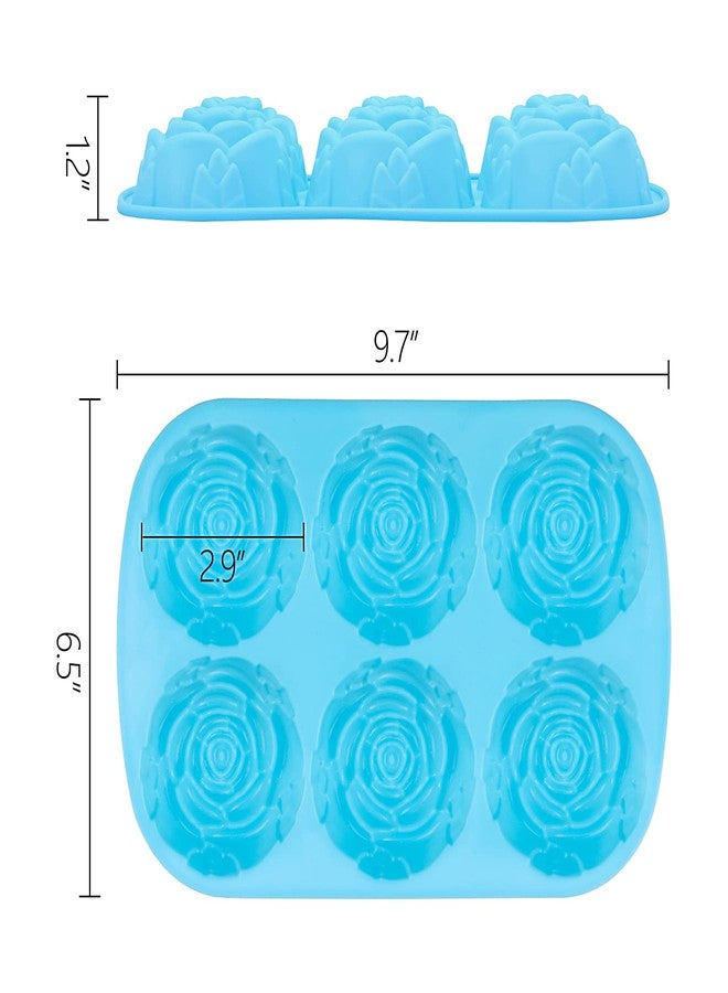 LoveBB Silicone Rose Molds 5 Packs, 6-Cavity Non Stick Rose Flower Ice Cube Mold for Candy, Soap, Cupcake, Jelly, Chocolate, Blue - Image 5