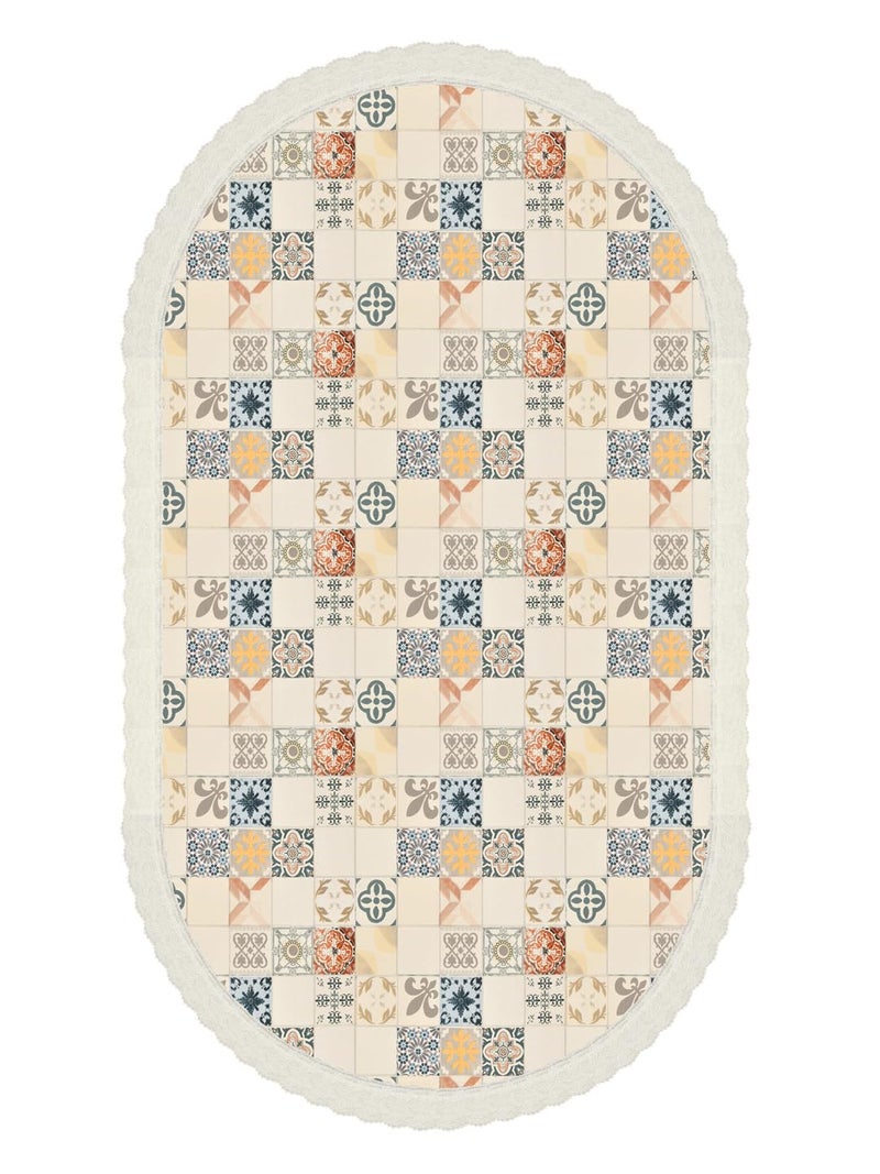 Clasiko 6 Seater Oval Dining Table Cover; 60x90 Inches or 152x228 Cms; Material - PVC; Anti Slip; Multicolor Checks - Image 5