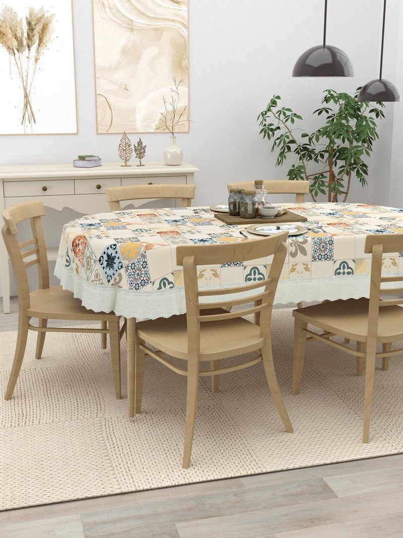 Clasiko 6 Seater Oval Dining Table Cover; 60x90 Inches or 152x228 Cms; Material - PVC; Anti Slip; Multicolor Checks - Image 3