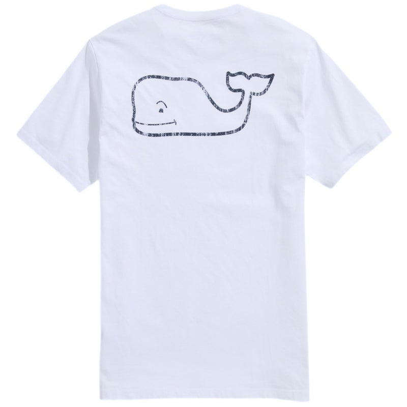 vineyard vines Men's Short Sleeve Vintage Whale Pocket T-Shirt, White Cap, X-Small - Image 1