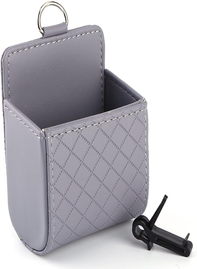 Keenso Car Air Vent Organizer Phone Holder Storage Pouch Universal Car Phone Holder Case Box Storage Bag Holder Pocket with Hook Gray