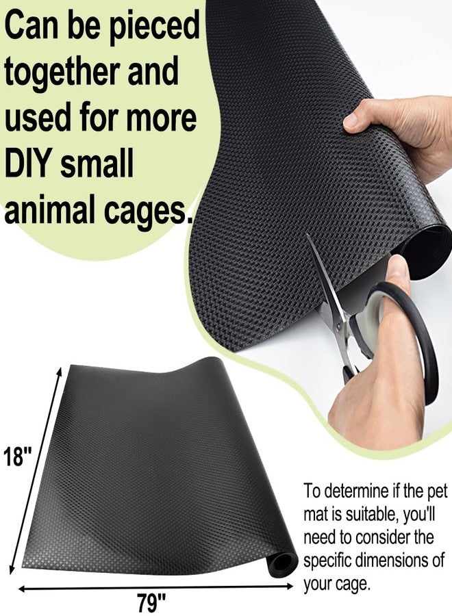 TCYPUHL Washable Guinea Pig Bedding Cage Liner Waterproof Rabbit Bedding, Easily Cut to Suit Cage and Reusable Pads for Guinea Pigs, Rabbits, Hamsters, Gerbils, and Chinchillas,18"×79",1pcs, Black Mat - Image 2