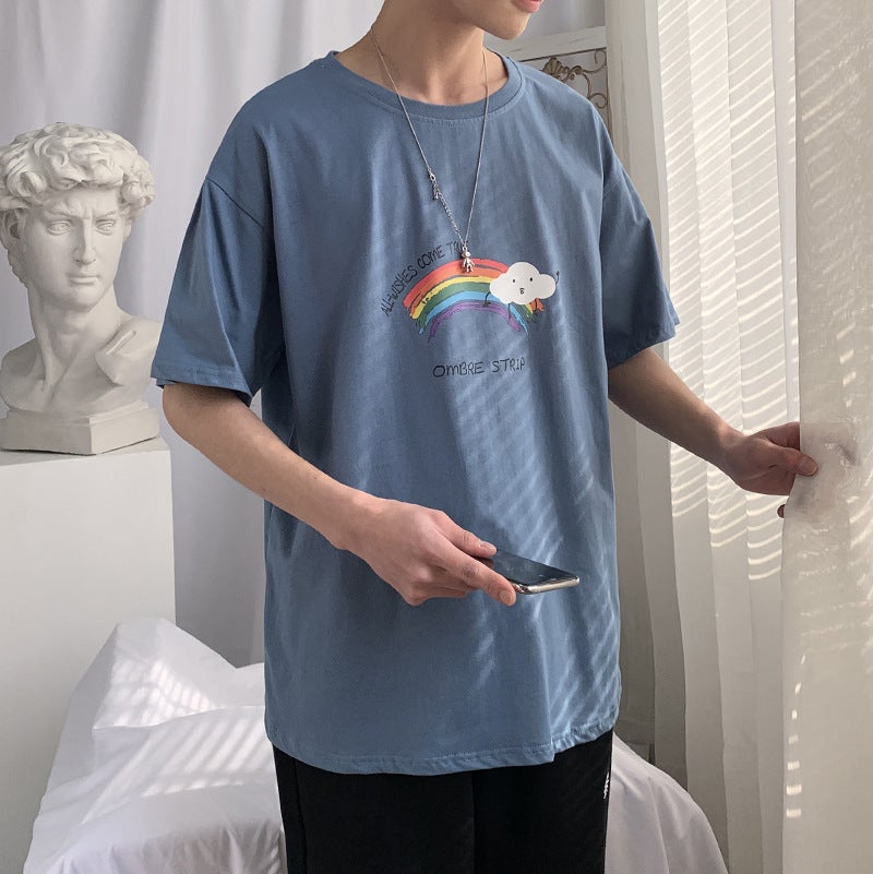 Short-Sleeved T-Shirt Men'S Summer Trendy Loose Men'S Half-Sleeved Clothes Ins Hong Kong Style Trendy Brand Student Couple Wear White T-Shirt - Image 4
