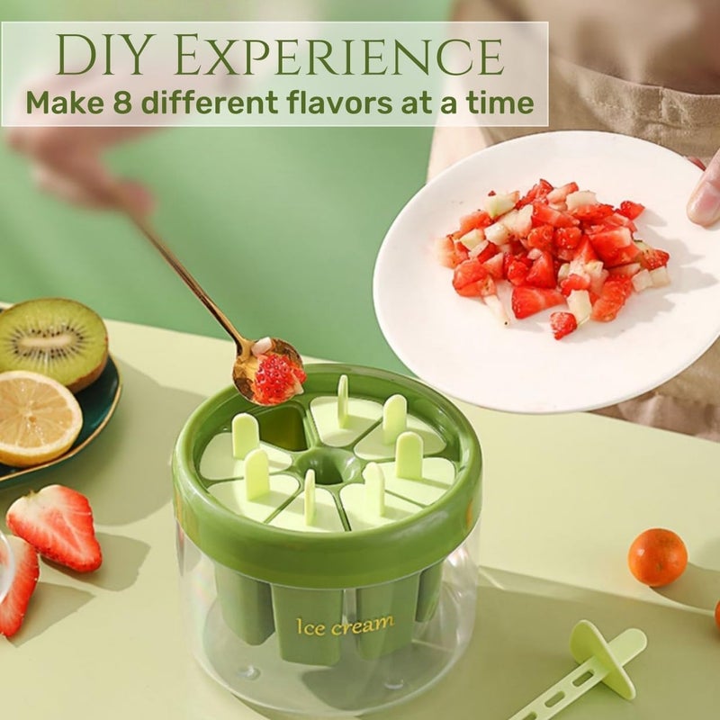 PLUMAZE Chill Out in Style 8Piece Popsicle Molds Set BPA Free Easy Release and Fun DIY Ice Cream Mold Kit for Refreshing Treats Green - Image 3