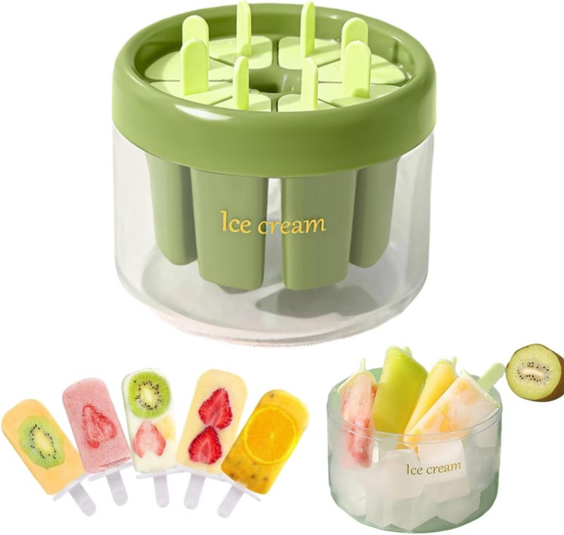 PLUMAZE Chill Out in Style 8Piece Popsicle Molds Set BPA Free Easy Release and Fun DIY Ice Cream Mold Kit for Refreshing Treats Green - Image 1