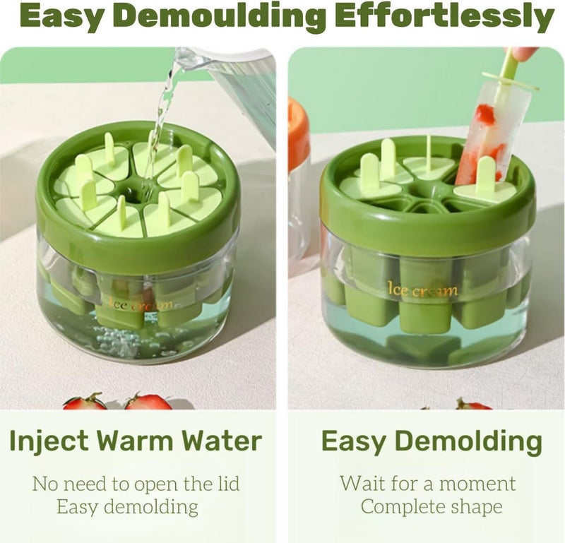 PLUMAZE Chill Out in Style 8Piece Popsicle Molds Set BPA Free Easy Release and Fun DIY Ice Cream Mold Kit for Refreshing Treats Green - Image 5